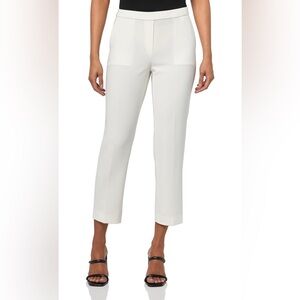 Theory Women’s Treeca Pull On Pants in Ivory. Classic Cropped Ivory Trousers. 0